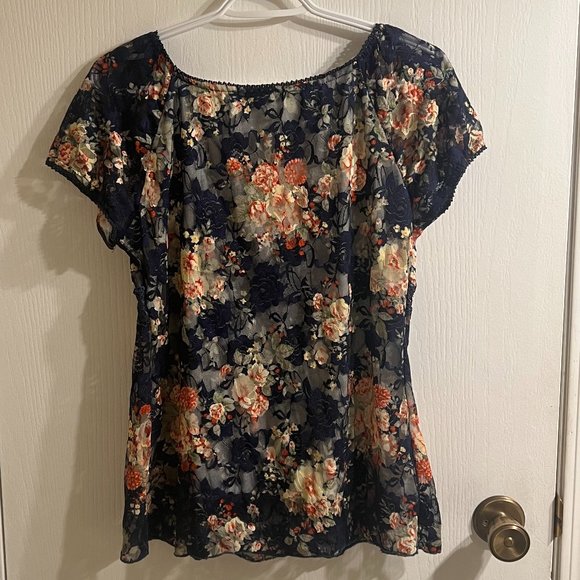 Women's blouse, Temptation Italy, Dark blue, floral, sparkly, Medium - Picture 2 of 3